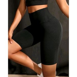 Athletic High Waist Biker Black Shorts